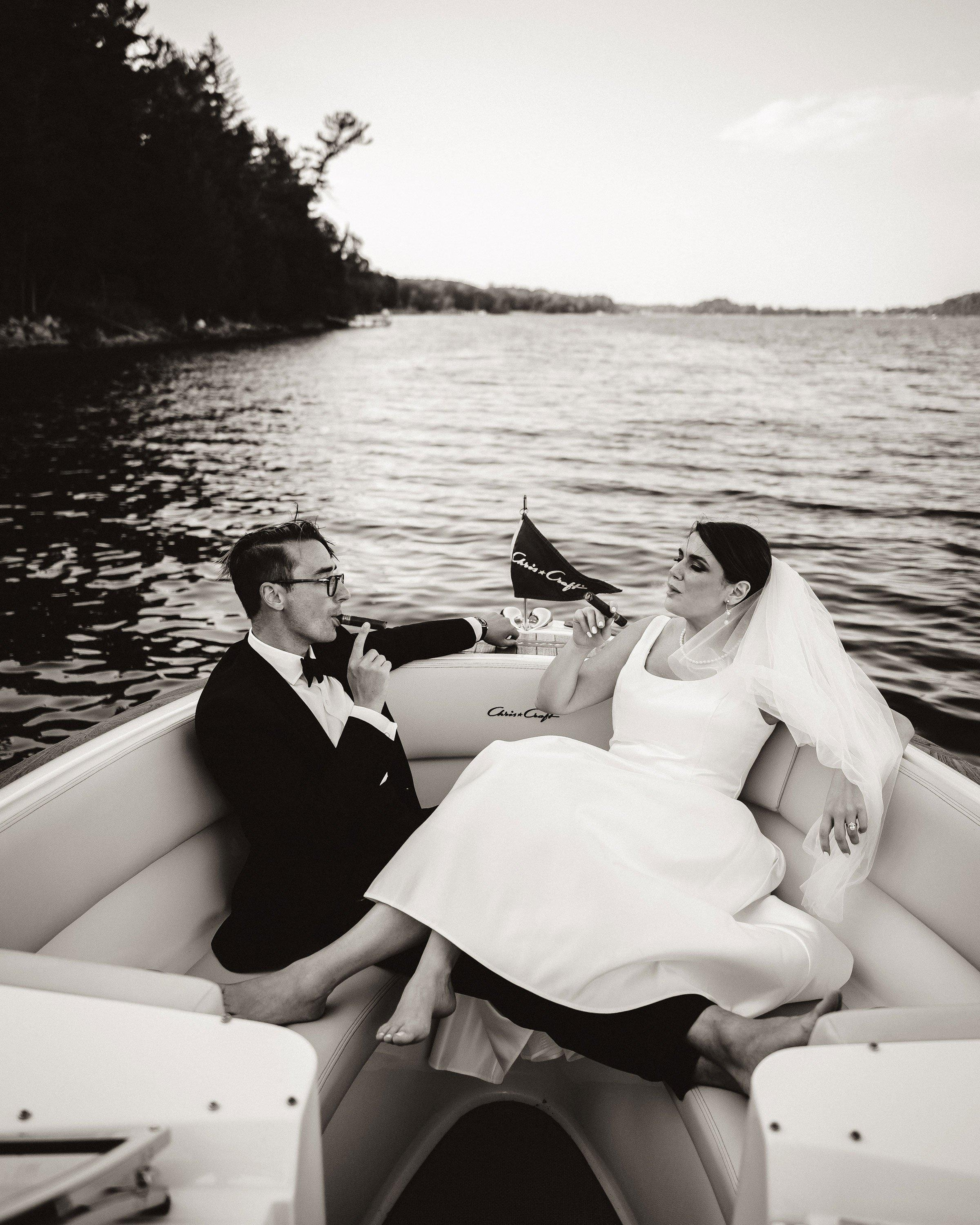 wedding boat cigars Lake Charlevoix 