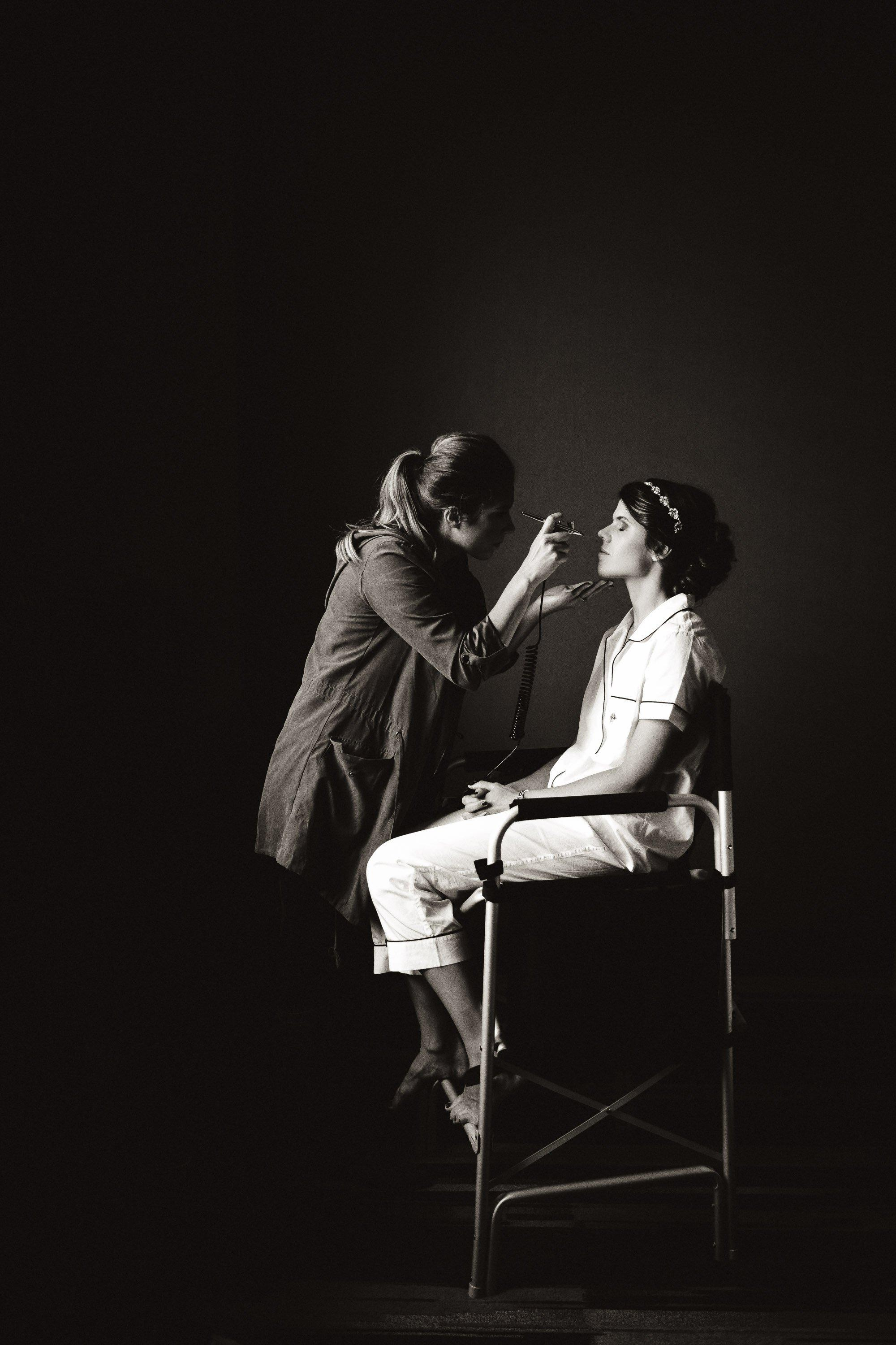 Bride getting makeup. 