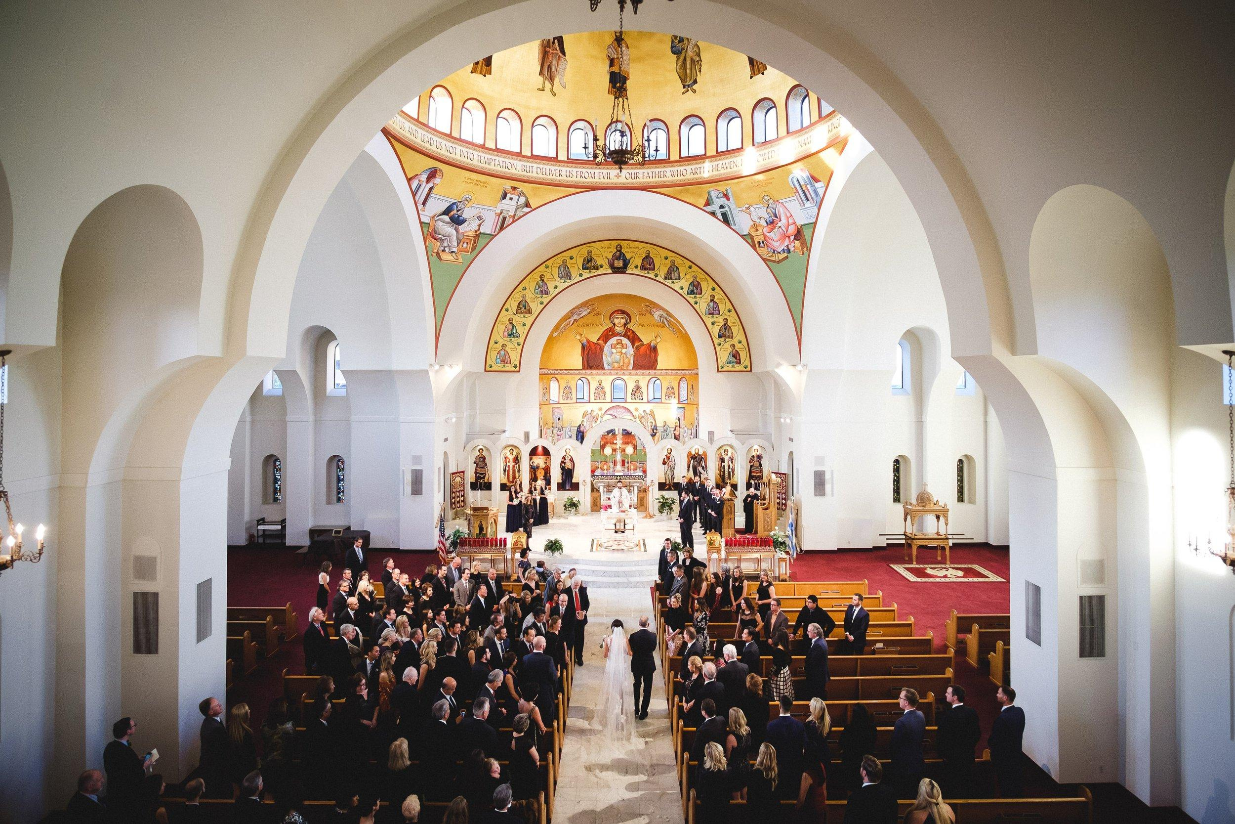 orthodox church wedding ceremony dad escorting in the bride