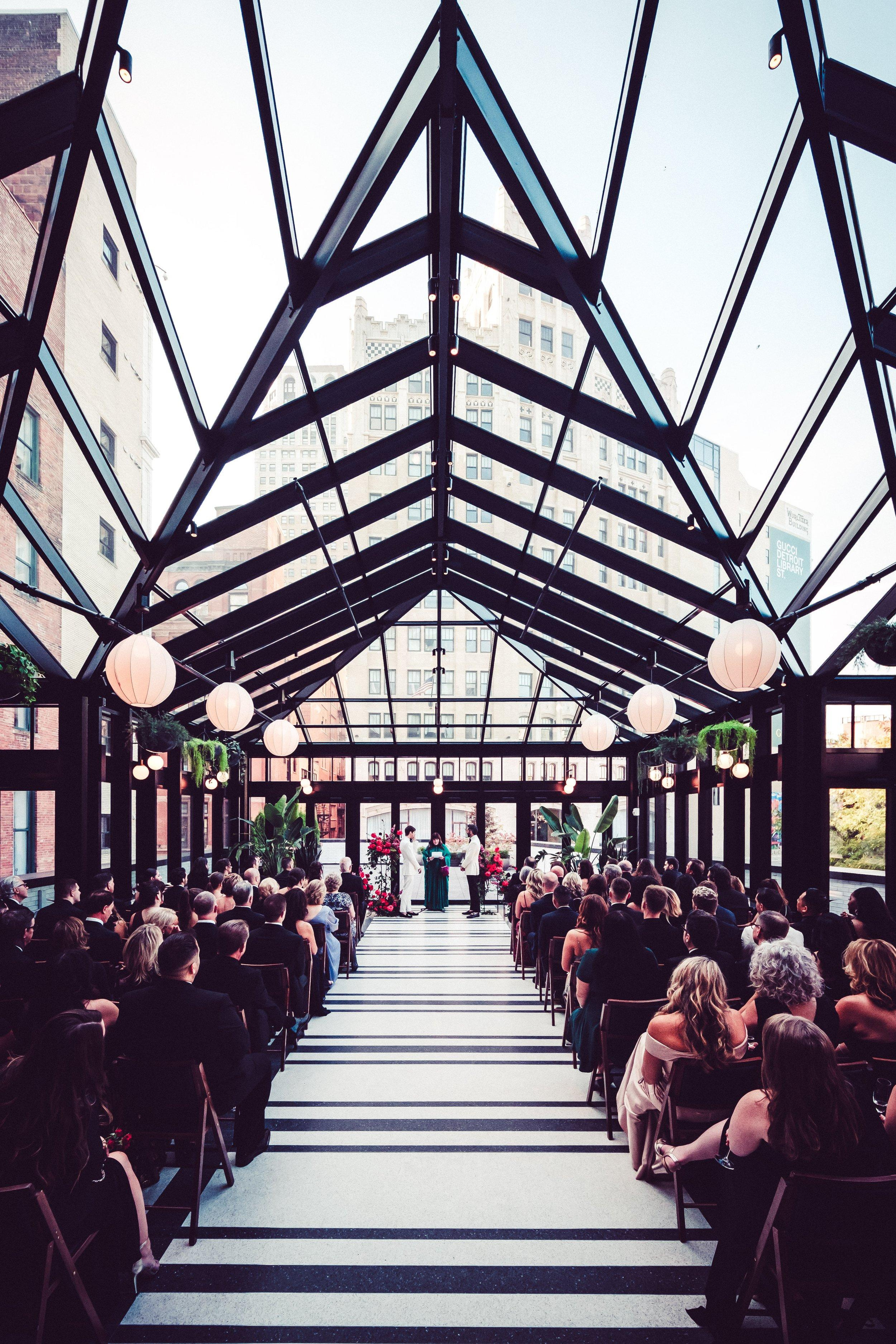 Shinola hotel ceremony birdie room same-sex